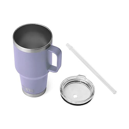 YETI Rambler 35 oz Tumbler with Handle and Straw Lid, Travel Mug Water Tumbler, Vacuum Insulated Cup with Handle, Stainless Steel, Cosmic Lilac - color: Cosmic Lilac, style: 35oz