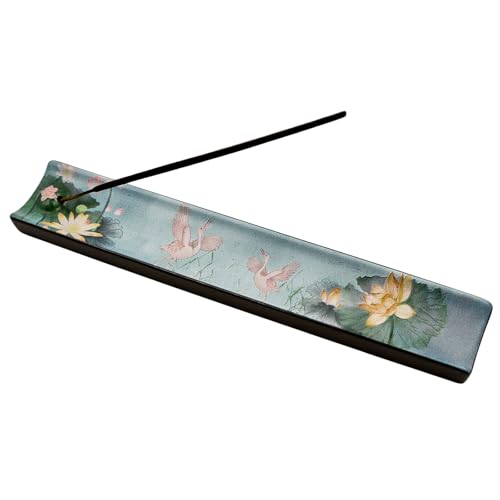 Incense Holder for Sticks, Ceramic Incense Burner with Ash Catcher, Aesthetic Decor for Home, Room & Office, Unique Gifts for Housewarming Yoga, Meditation & Spa - color: Aqua