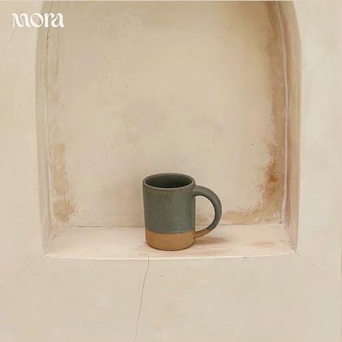 Mora Medium Mugs Set of 4, 16oz Ceramic Pottery Latte Mugs/Coffee Cups - Microwave and Dishwasher Safe - Peppercorn
