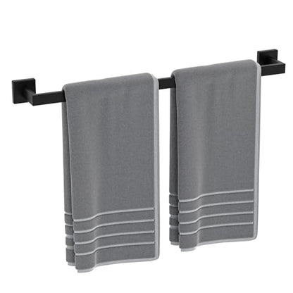 Luxbaro 24 Inch Matte Black Towel Bar, Square Base, Total Length 26-Inch | Thicken Towel Rack for Bathroom Wall, SUS304 Stainless Steel Towel Rod, Modern Home Decor - size: 26 Inch