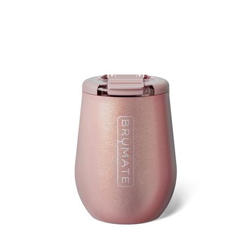 BrüMate Uncork'd 14oz Insulated Wine Tumbler, Glitter Rose Gold | 100% Leakproof, Locking Lid, Insulated Stainless Steel, Travel & Outdoors, Glass-Free Zone Friendly, 4+ Hours Cold - color: Glitter Rose Gold