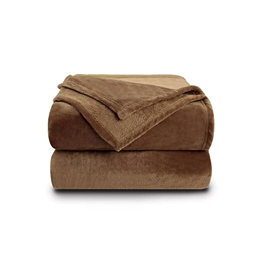 NANPIPER Fleece Blankets Super Soft Flannel Queen Size Blanket for Bed Luxury Cozy Microfiber Plush Fuzzy Blanket,Coffee Brown - color: Coffee Brown, size: Queen