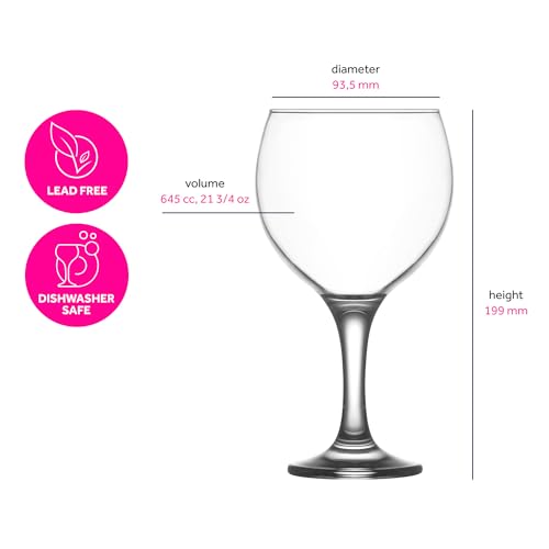 LAV Gin and Tonic, Aperol Spritz Glass Set 4-Piece, 21.75 oz, Clear Balloon Wine Glasses with Stem for Red, White Wine, Cocktails, Oversize Large Goblets for Spritz, Water - style: Balloon Goblet