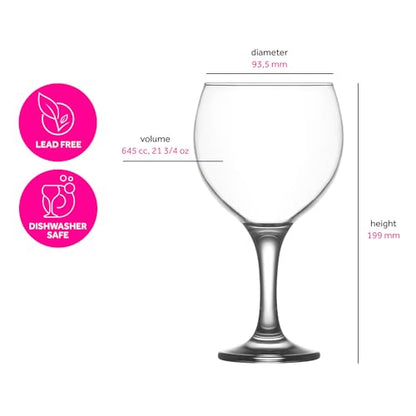 LAV Gin and Tonic, Aperol Spritz Glass Set 4-Piece, 21.75 oz, Clear Balloon Wine Glasses with Stem for Red, White Wine, Cocktails, Oversize Large Goblets for Spritz, Water - style: Balloon Goblet