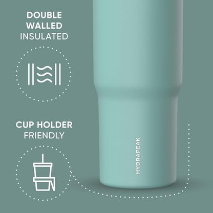 Hydrapeak Nomad 32oz Stainless Steel Insulated Travel Tumbler with Handle & Straw Lid, Leakproof, Cupholder Friendly, Back to School, College Dorm, Gym & Everyday Hydration, Cold 24 Hours (Pale Sage) - color: Pale Sage