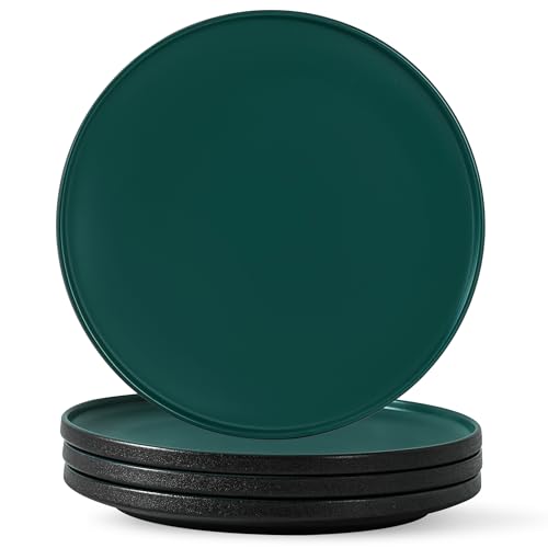 Ceramic Dinner Plates, Set of 4, 10.25-Inch, Matte Green | Matte Glaze Stoneware Plate, For Steak & Pasta, Microwave Safe, Dishwasher Safe, For Everyday Dining - color: Green, size: Dinner Plates Set (4PCS)