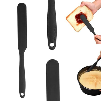 Silicone Jar Spatulas, Cake Cream Spatulas Set, Non-Stick Heat Resistant Mixing Butter Spatulas Baking Scrapers for Jars Blenders Cooking Stirring - color: Black, size: 24X2.5X0.5CM