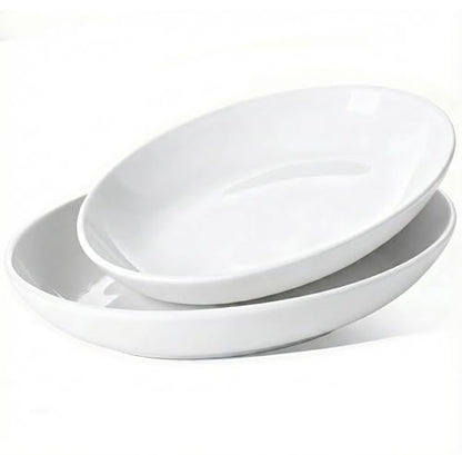 Oval Serving Platters Set of 2 (14" & 12"), Large Wide Ceramic Serving Dishes for Entertaining, Turkey, Fish, Salad, Oven Safe White Porcelain Serving Plates