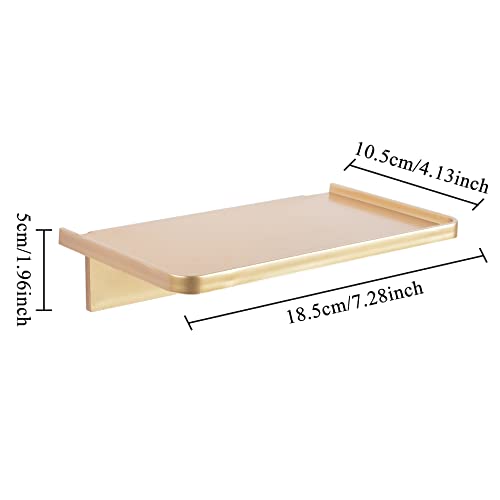 Stick-on Wall Shelf - Small Wall Mounted Adhesive Clear Acrylic Shelf Phone Holder Shelves Wipes Rack for Bathroom,Kitchen,Toilet,Office - Gold - color: Gold
