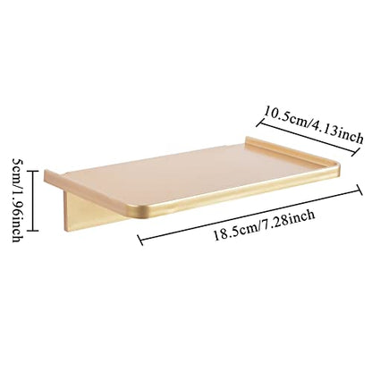 Stick-on Wall Shelf - Small Wall Mounted Adhesive Clear Acrylic Shelf Phone Holder Shelves Wipes Rack for Bathroom,Kitchen,Toilet,Office - Gold - color: Gold