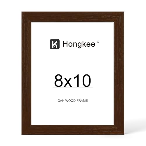 Hongkee 8x10 Oak Wood Picture Frame with Real Glass, 8 x 10 Solid Wood | (Walnut, 1 Pack) 8 by 10 Frame Wall or Tabletop Display for Photos, Artwork; Fits Home, Office & Gallery Wall Decor - color: Walnut, size: 8X10 in