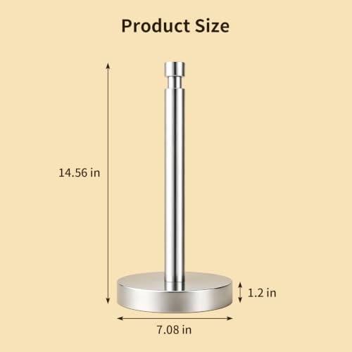 3.9lbs Heavy Duty Paper Towel Holder Countertop Weighted Base | Chrome,Stainles Steel,Modern Standing Countertop Dispenser for Kitchen,Easy One-Handed Tear - color: Chrome