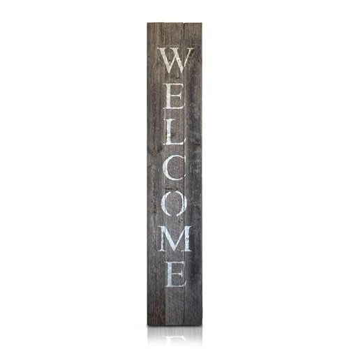 BARNWOODUSA Wooden Welcome Sign for Front Door, 5-Foot, Weathered Grey | Stylish Farmhouse Decor: If you love the rustic look that farmhouse style decor adds to a cozy house, this welcome porch - color: Weathered Grey