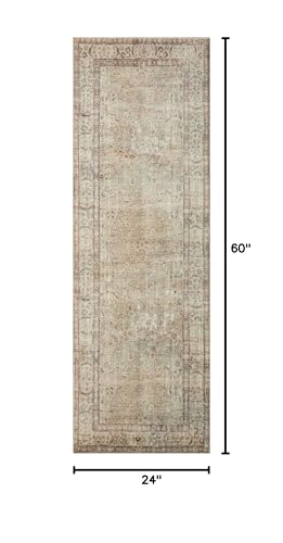 Loloi Margot Antique/Sage 2'-0" x 5'-0" Accent Rug | MAT-01 CloudPile™ Printed Approx. 2x5 Ivory / White Entryway Kitchen, Timeless, Classic, Plush, Luxurious, Accent Rug - color: Antique / Sage, size: 2' x 5' (Rectangular)