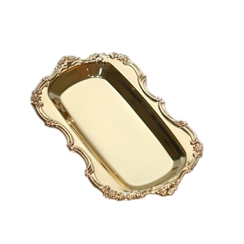Gold Serving Tray 8.07X4.84 Inch Decorative Dessert Plate for Wedding Party Fruit Snacks Cake Display Elegant Tableware