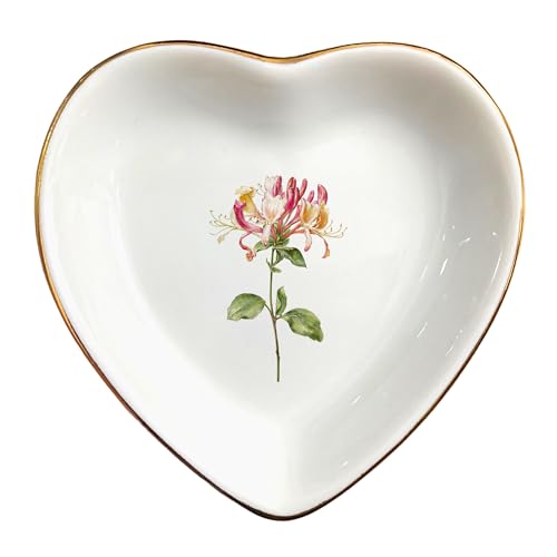 Birth Month Flower Ring Jewelry Dish Tray-Floral Ring Holder for Hippie,Nature,Pace-Birthday Gifts for Mom,Mother-in-law,Step Mom,Aunt,Grandma,Sister,Friends (6 - June (Honeysuckle)) - style: 6 - June (Honeysuckle)