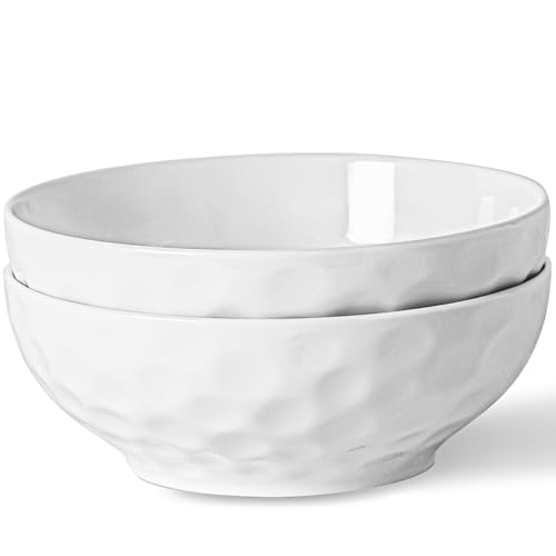 HOMBENE Soup Bowls, 7 Inch Oatmeal Bowls, Kitchen Bowl Set, Microwave and Dishwasher Safe, Scratch Resistant, Set of 2 - color: White, size: 7 IN