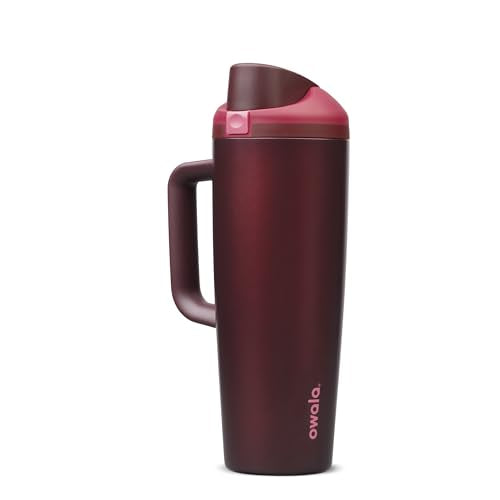 Owala FreeSip Tumbler Stainless Steel Water Bottle 30 oz Black Cherry | Triple-Layer Insulation | Leak-Proof Lid with Push-Button | Double Threaded Lid for Left and Right Handed Drinking - color: Black Cherry, size: 30.1 Ounces