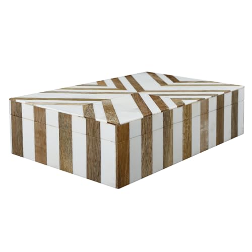 Handicrafts Home Decorative Storage Box with Lid Wooden Storage Organizer Box Multi Purpose Storage Box for Coffee Table Desk Shelf – Resin Inlay Marquet Chevron Collection - 10x6x2.5 - color: MARQUET-CHEVRON, size: 10 x 6 x 2.5 Inches