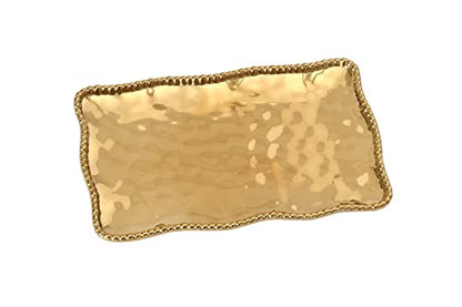 Pampa Bay Titanium-Plated Porcelain Medium Platter, 14.3 x 8 Inch, Gold Tone, Oven, Freezer, Dishwasher Safe