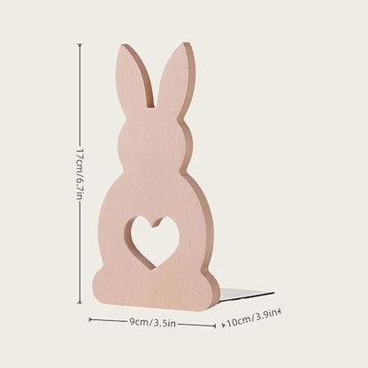 2-Pack Bunny Beech Bookends, 6.7x3.5in | Solid Wood, Natural Grain, Non-Slip Base, Detachable, for Shelves/Desk/Kids Room - color: Beech Wood Rabbit