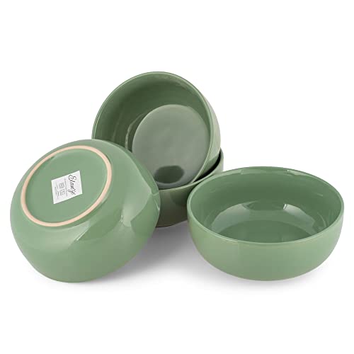 Elanze Designs Bistro Glossy Ceramic 7 inch Dinnerware Bowls Set of 4 - Perfect for Everyday uses from Pasta to Salad, Cereal to Ice cream, Ramen to Pho, Sage Green - color: Sage Green, style: 7 inch Cereal Salad