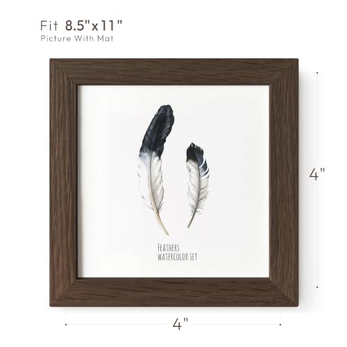 4x4 Picture Frame, Solid Oak Wood 4x4 Photo Frames | 4x4 Natural Oak Frame, Wall and Tabletop Display, Walnut color, Set of 2 - color: Walnut, size: 4x4 in - 1P