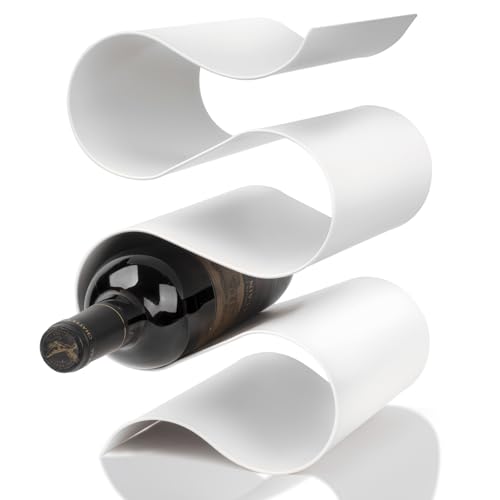 Wine Rack Countertop, Creativity Modern Small Wine Holder | Metal Wine Display Stand, Tabletop Wine Storage Organizer for Kitchen Wine Bar Inside Cabinet, Pantry Decor-5 Bottle - color: White