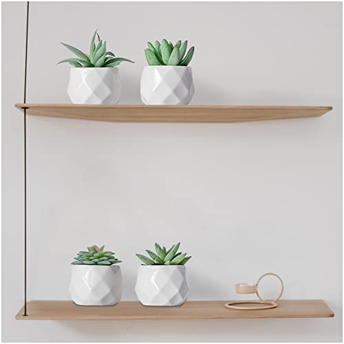 CADNLY Fake Succulent Plant Set - Artificial Plants for Women Desk - Realistic Faux Succulents in Ceramic Pots - Mini Green Decor for Bedroom Bathroom Office Shelf 4 Pack