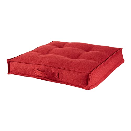 Square Tufted Floor Pillow with Removable Cover, Scarlet, Large (40") - color: Scarlet, size: 40" x 40"