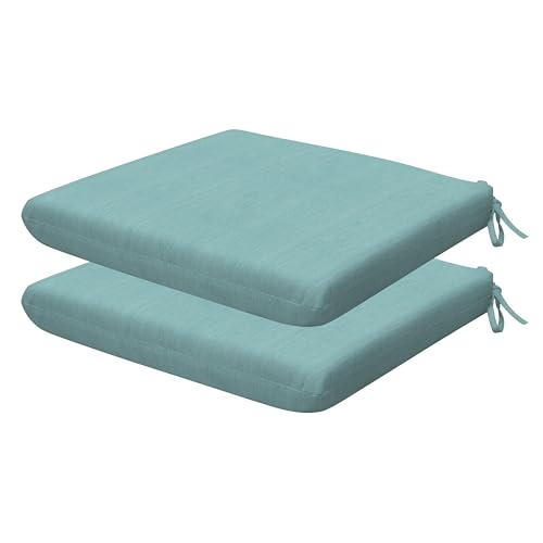Honeycomb Outdoor Heritage Set of 2 Seat Pads for Patio Seating, 18 x 17.5 | Textured Solid Coastal Blue Dining Chair Cushions, Water & Fade Resistant, Reversible Design for Indoor/Outdoor Seating - color: Textured Solid Coastal Blue, size: 18 x 17.5