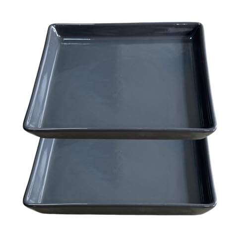Square Plant Saucer 4 Inch 2 Pack，Plant Trays for Pots, Gray Ceramic Plant Saucers for Indoors Outdoors, Plant Drip Tray 4 6 8 10 12 14 Inch - color: Gray, size: 4"(2pack)