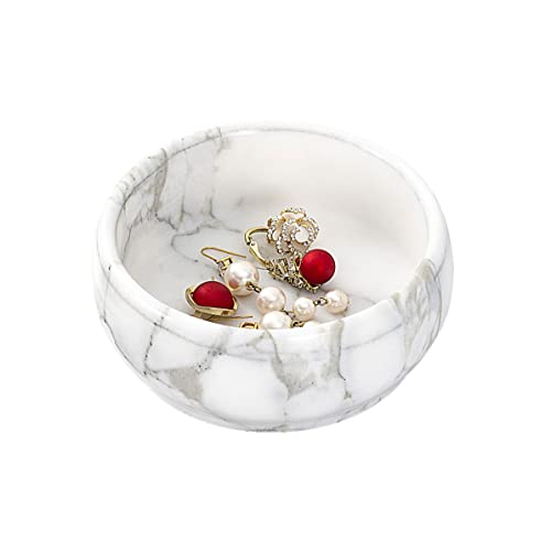 Marble Jewelry Dish - Rings Holder - color: White & Light-grey
