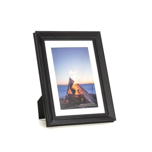 5x7 Picture Frame Black, Display 5x7 without Mat or 4x6 with Mat, Wall Gallery Photo Frames - color: Black Wood, size: 5x7 inches