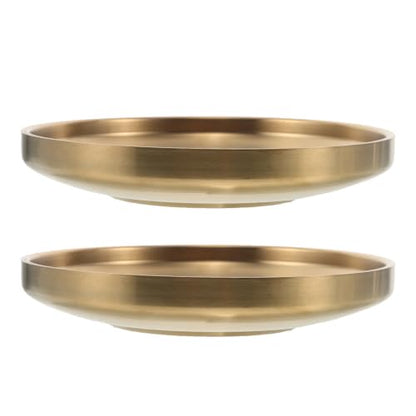 Kichvoe 2pcs Small Gold Key Holder Bowl for Entryway Table, Stainless Steel Ring Holder Tray with Dedicated Sections for Keys and Jewelry, Polished Surface, Minimalist Modern Decorative