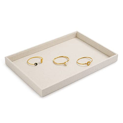 Oirlv Linen Jewelry Tray,Jewelry Drawer Organizer,Necklace Display Plate | Stackable Design, Organize and display jewelry Professionally,Premium Linen Fabric, Great for dresser or trade show displays - size: 1 Grids