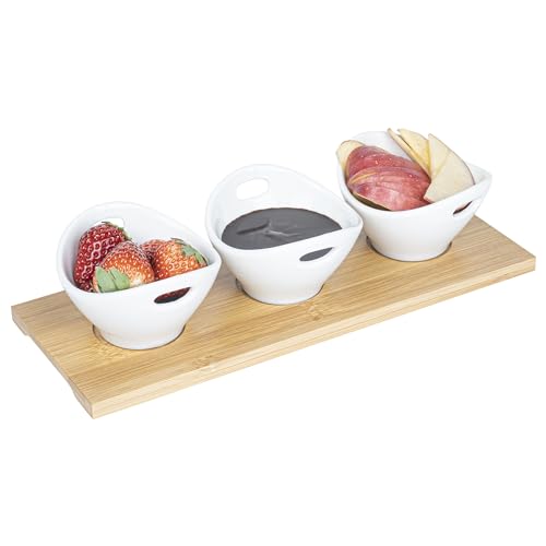 Restaurantware 6 oz Rectangle White Bamboo Porcelain Basket Bowl Set - size: Triple set, style: Basket