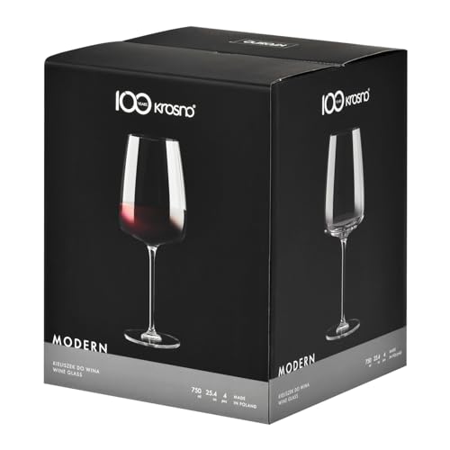 Krosno Red Wine Glasses Set of 4, 20.3 oz, Modern Collection | Large White Wine Glasses, Rosé, Cocktails, Aperol, Water, Lead-Free Crystal, Dishwasher Safe, Idea Reaglo - size: 25.4 fl oz (Set of 4)