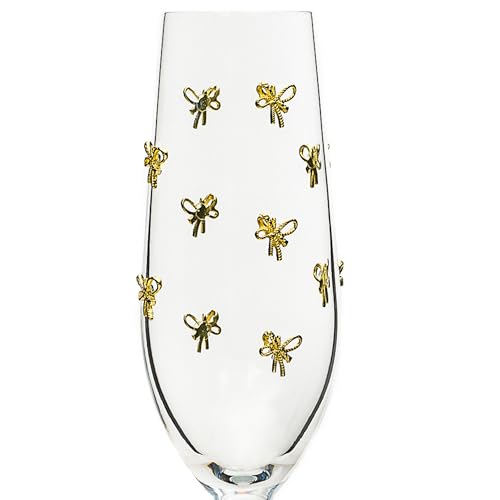 10 Strawberry Street Gold Bow Glassware, Flute, Set of 4 - size: Flute