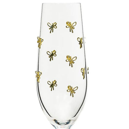 10 Strawberry Street Gold Bow Glassware, Flute, Set of 4 - size: Flute