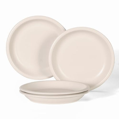 GZG 10.25-Inch Ceramic Dinner Plates, Cream Mist, Set of 4 | Rustic Matte Glaze, Terracotta Stoneware, For Main Course & Everyday Meals, Microwave & Dishwasher Safe - color: Cream Mist, size: 4 pcs Dinner Plate Set