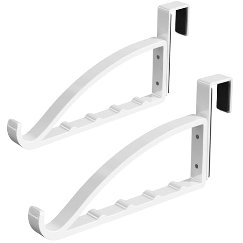 niffgaff 2 Pack White Over The Door Coat Hanger, Heavy Duty Metal Door Hanger Rack for Clothes, Coats & Bags, with Front Hook, Fits Doors up to 0.91'' Thick - color: White, size: Up to 0.91'' Door Thickness