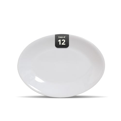 Restaurant Value, Stoneware Coupe Shape Oval Platter 13.5" x 10", Bright White, Case of 12 - color: Bright White, size: Oval Platter 13.5" x 10"