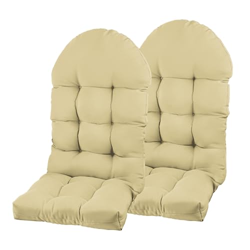 Adirondack Chair Cushion, Rocking Chair Cushion 44x19.4x4 inch, High Back Patio Cushions of Upper and Lower with Ties, Sunscreen and Fade-Resistant (Semolina, 2) - color: Semolina