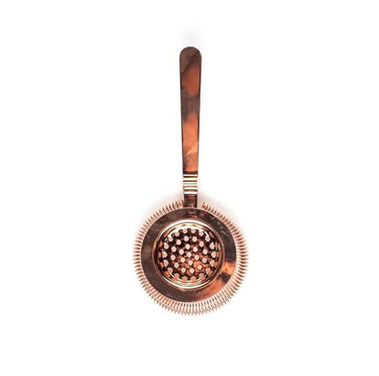 Hawthorne Julep Cocktail Strainer by Bull in China in Copper - Deluxe Hybrid Design With High Density Spring for Boston Shakers and Mixing Glasses for Bars & Bartenders - color: Copper