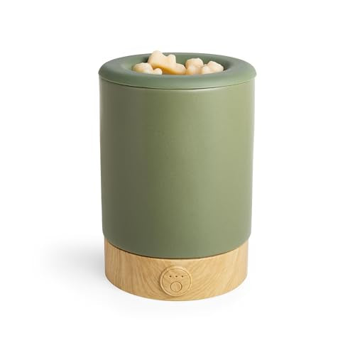 Happy Wax Sage Signature Wax Melt Warmer for Scented Wax Melts, Cubes & Tarts – Electric Wax Melter with Automatic Timer and No Scrape Silicone Dish for Easy Wax Removal - color: Sage