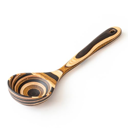 Gudamaye Pakkawood Deep Soup Ladles, 10.6 inch Big Wooden Ladle for Cooking, Wooden Kitchen Utensils Set - style: 1 PC Pakkawood Ladle