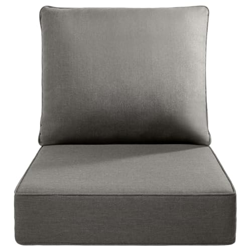Luxury 22x24/22x25 6-Inch Outdoor Cushions - Water Resistant 1 Set Patio Replacement Seat Cushion for Wicker Dining Rocking Swivel Chairs Loveseat Couch Furniture Sectional Sofa - Grey - color: Grey/Classic, size: 22x24x6"(High Back)