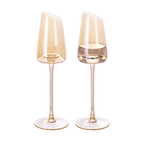 KAMMAK Crystal Red Wine Glasses Set of 2, 7.44 oz Stemmed Glasses, XH016 | Hand Blown, Bordeaux Wine Glasses, Thin Rim & Long Stem, Red & White, Daily Use, Wedding or Birthday Gift for Women - size: 8KPXH016