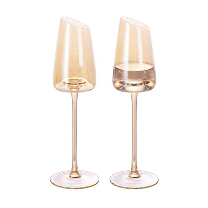 KAMMAK Crystal Red Wine Glasses Set of 2, 7.44 oz Stemmed Glasses, XH016 | Hand Blown, Bordeaux Wine Glasses, Thin Rim & Long Stem, Red & White, Daily Use, Wedding or Birthday Gift for Women - size: 8KPXH016